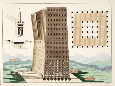 Tower of Demetrius Poliorcetes during the Siege of Rhodes in 305 BC, plate from 